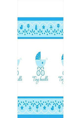 Celebrate Baby Boy Shower Party "Tiny Bundle" Table Cover Tableware, Blue and White, Plastic , 54" x 102"